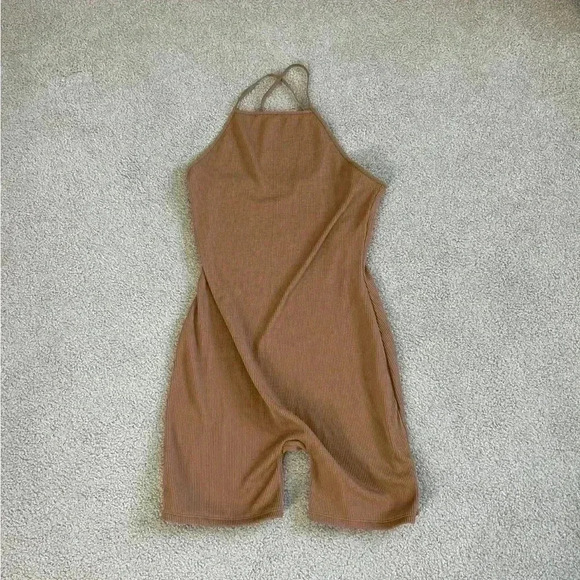 Wild fable brown ribbed stretchy bodysuit romper in size large - Picture 1 of 6